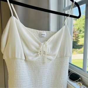 Aritzia Wilfred - SIZE L - Cream Rouched Tank Top